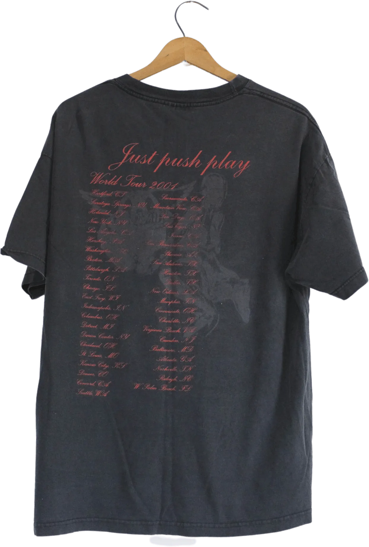 00's Black Aerosmith Just Push Play Tour T-Shirt by Giant