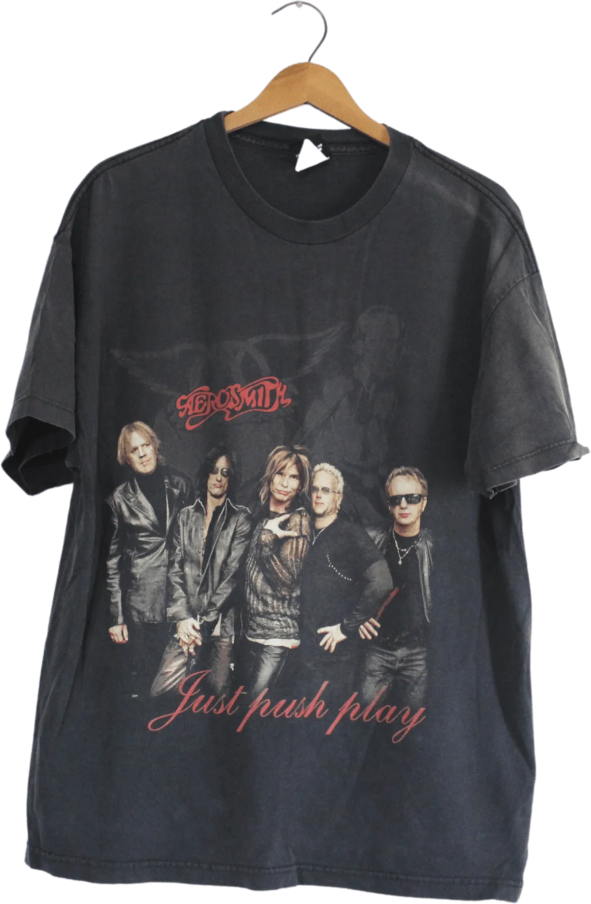 00's Black Aerosmith Just Push Play Tour T-Shirt by Giant