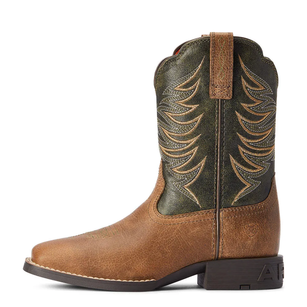 10042414 Ariat Youth Firecatcher Western Cowboy Boots - Distressed Brown / Alfalfa