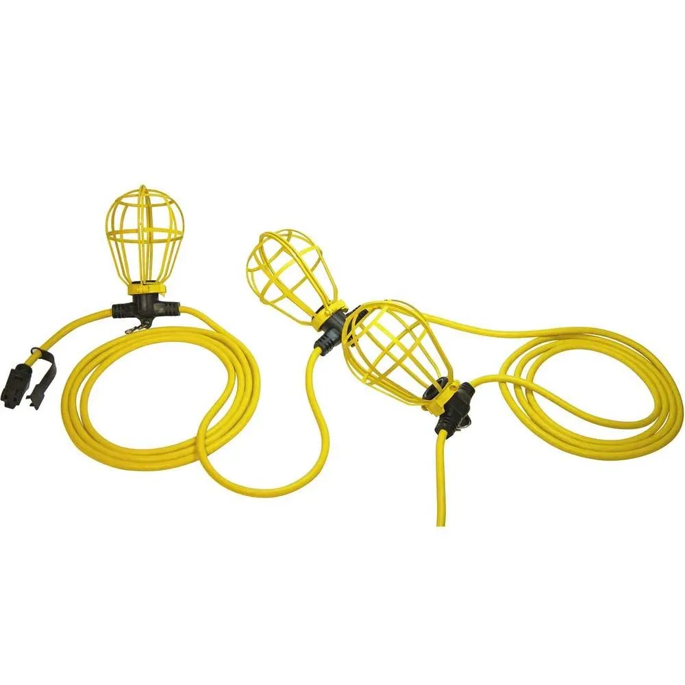 100ft Construction String Light, 125V, 10 Sockets per String, Bulb Not Included