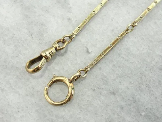 14 Karat Gold Retro Era Pocket Watch Chain