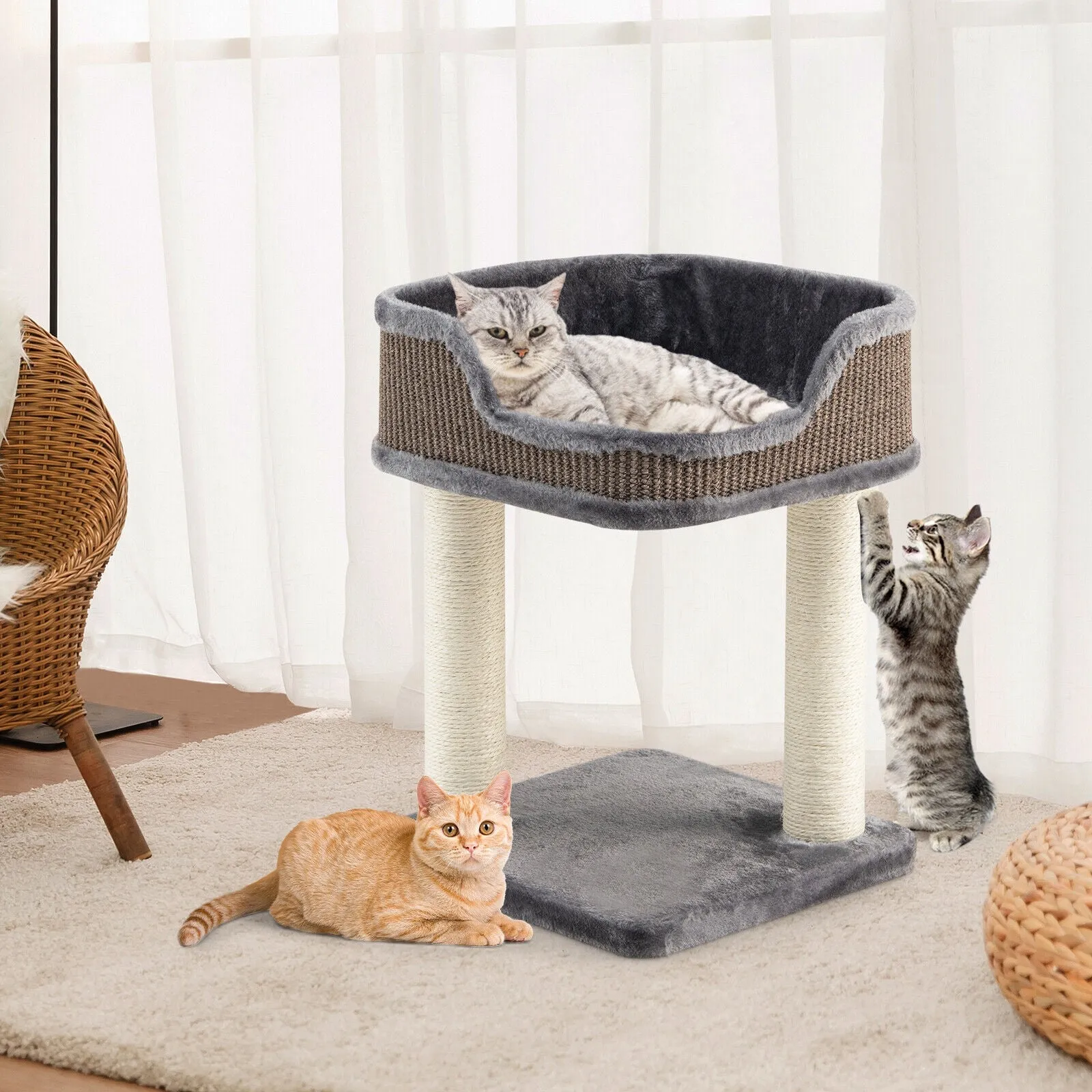 16" Multi-Level Cat Tree - Gray