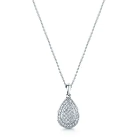 18ct White Gold Diamond Pave Set Pear Shaped Pendant