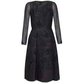 1960s Black Organza Dress With Ribbon Work