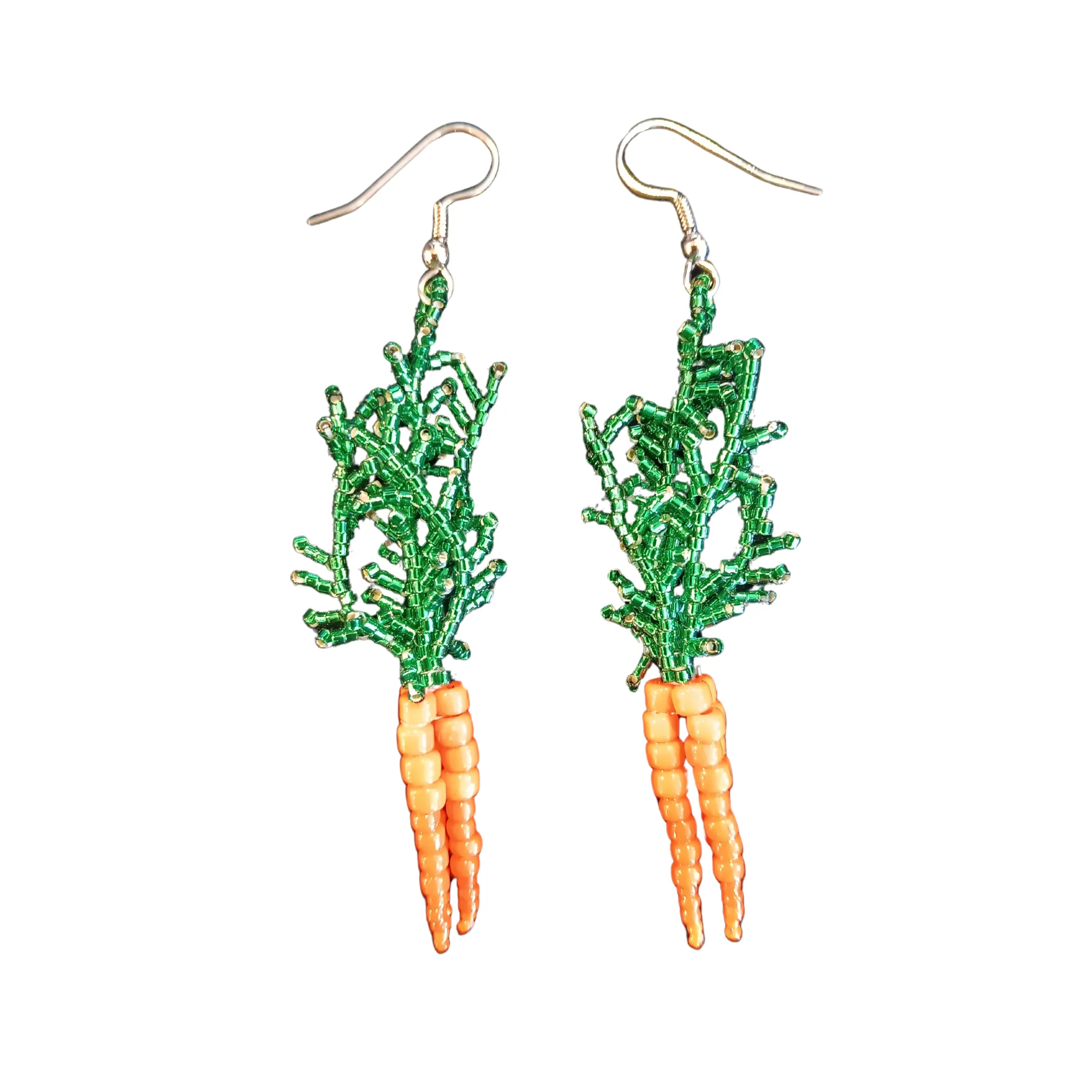 3D Bundle of Carrots Bead Art on Hypo-Allergenic Ear-wires