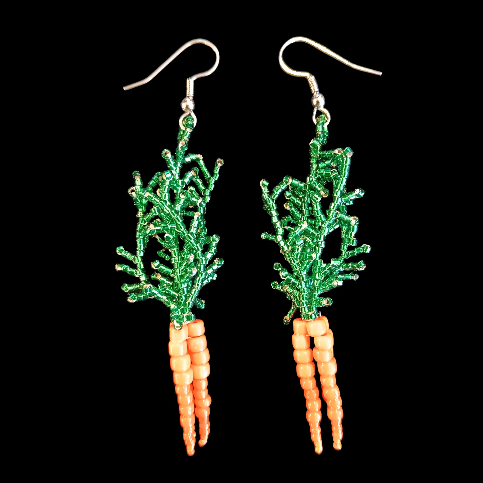 3D Bundle of Carrots Bead Art on Hypo-Allergenic Ear-wires