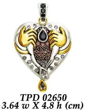 A queen in her own right ~ Dali-inspired fine Sterling Silver Pendant in 18k Gold accent MPD2650