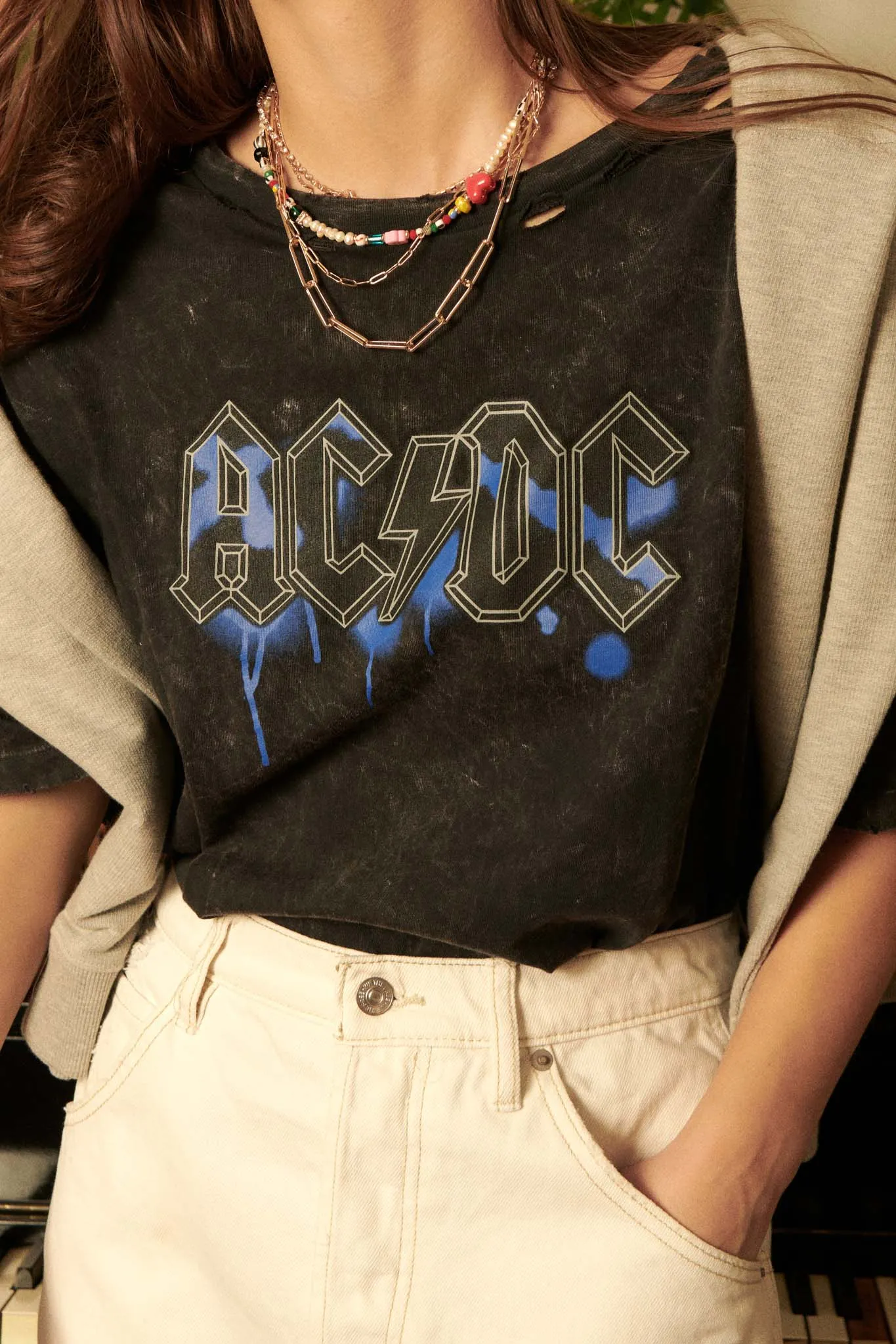 AC/DC Graffiti Logo Distressed Graphic Tee