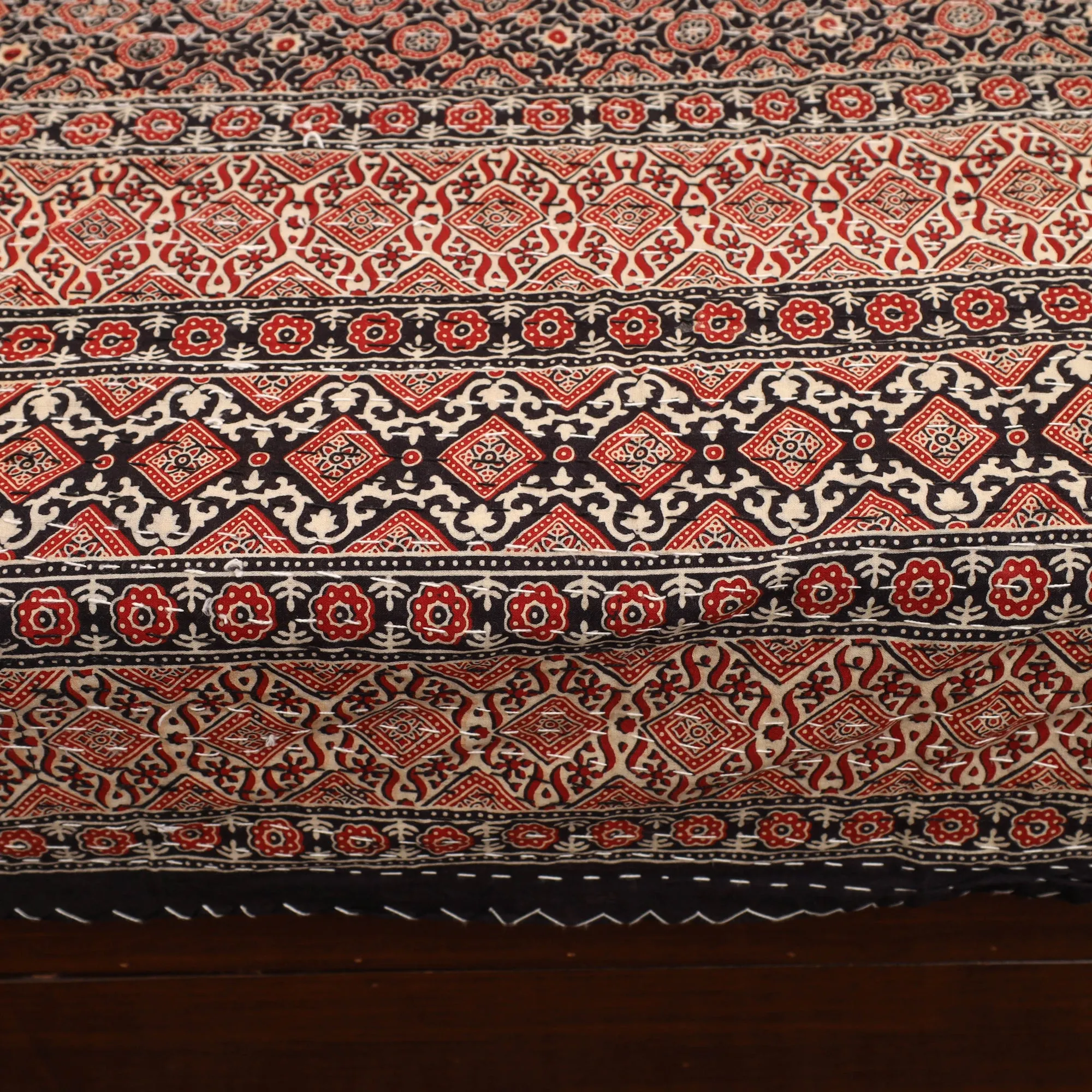 Ajrakh Print Double Tagai Kantha Bed Cover 41