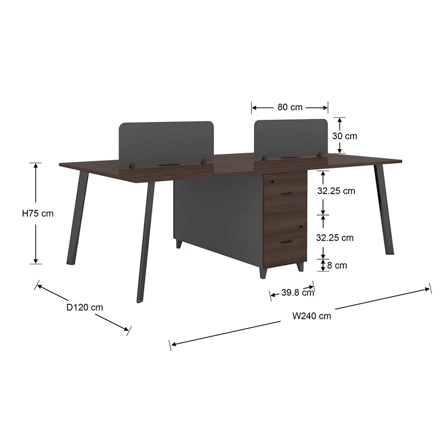 Alice 4-Seater Workstation Desk