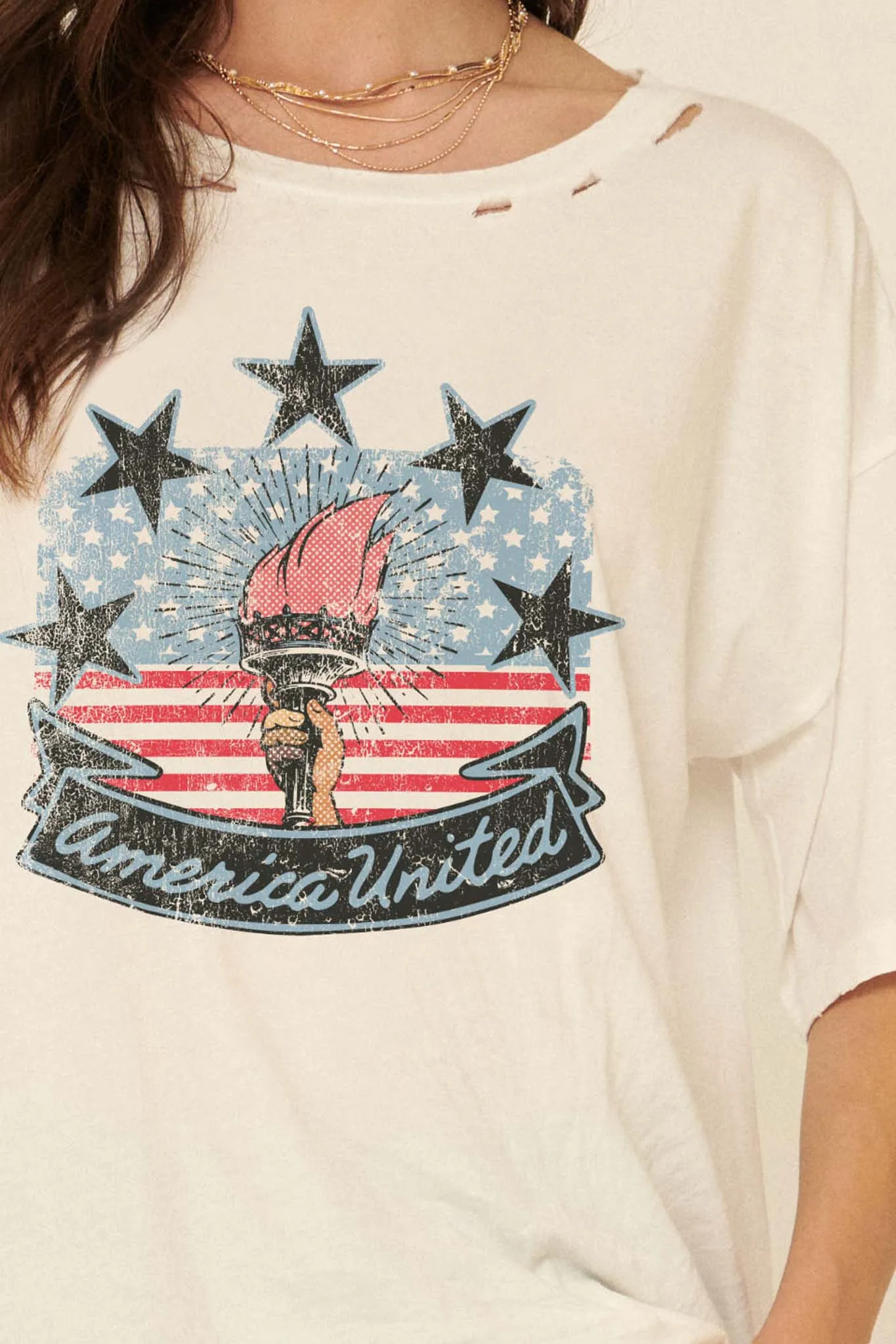 America United Distressed Graphic Tee