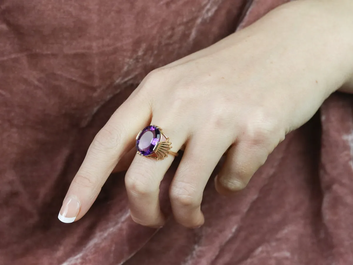 Amethyst with Fanned Shoulder Cocktail Ring