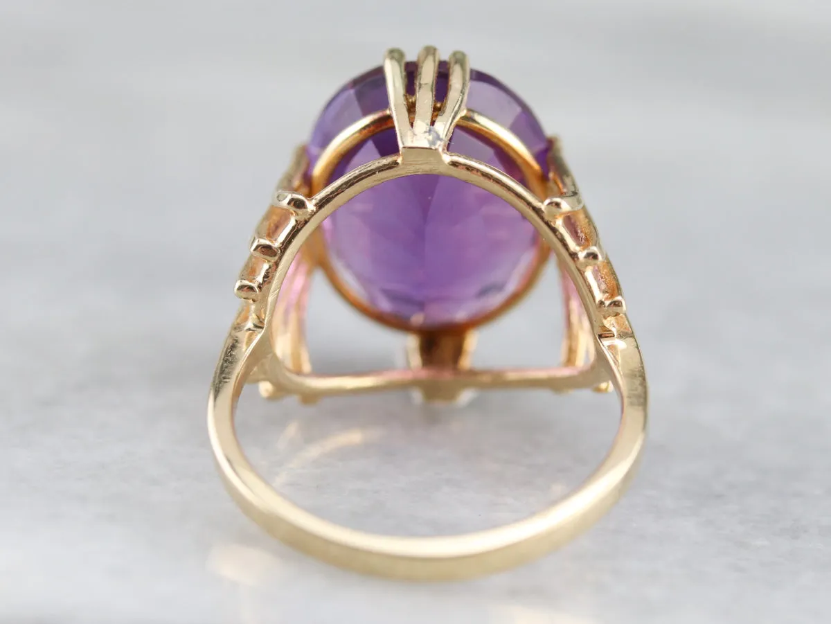 Amethyst with Fanned Shoulder Cocktail Ring