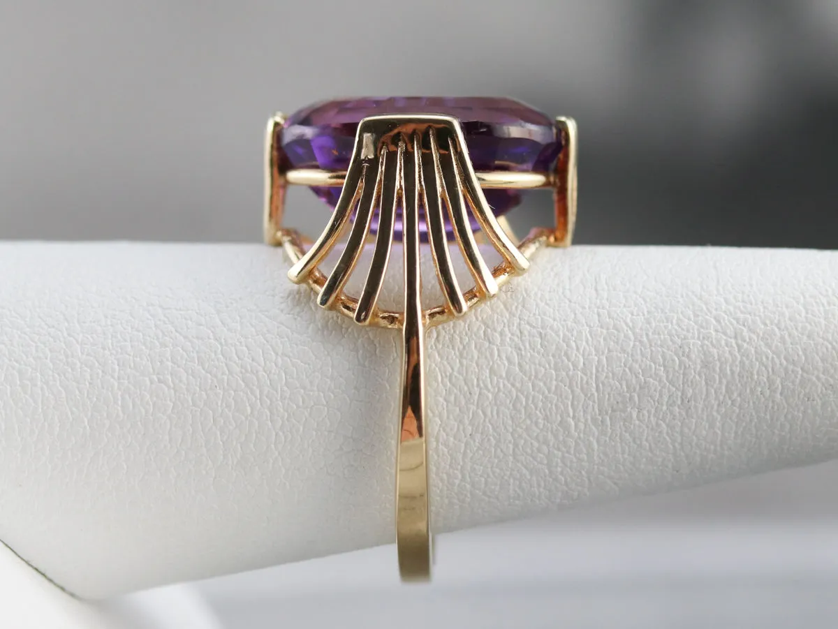 Amethyst with Fanned Shoulder Cocktail Ring