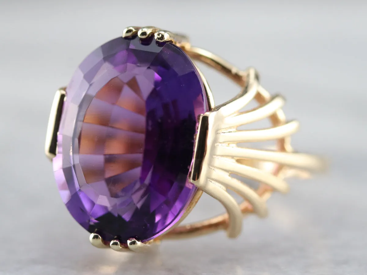 Amethyst with Fanned Shoulder Cocktail Ring