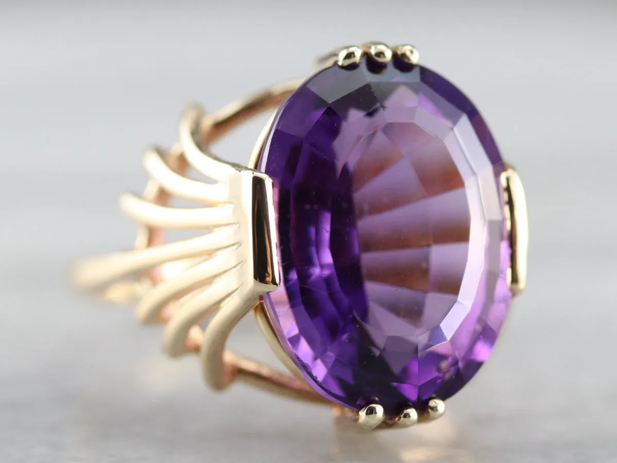 Amethyst with Fanned Shoulder Cocktail Ring