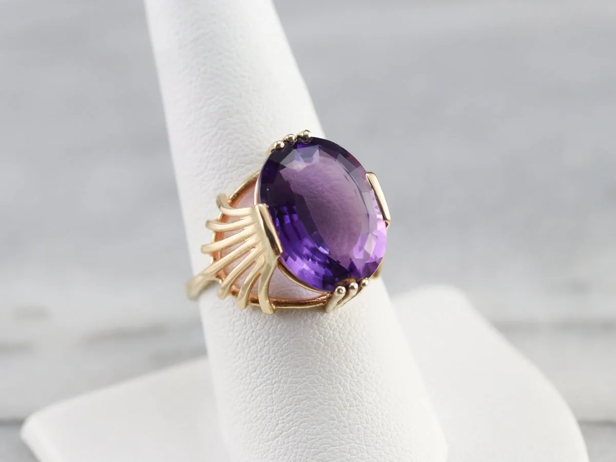 Amethyst with Fanned Shoulder Cocktail Ring