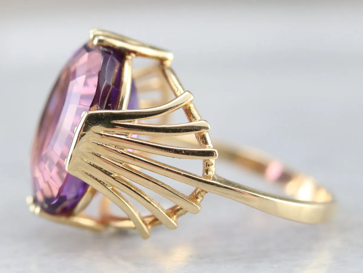 Amethyst with Fanned Shoulder Cocktail Ring