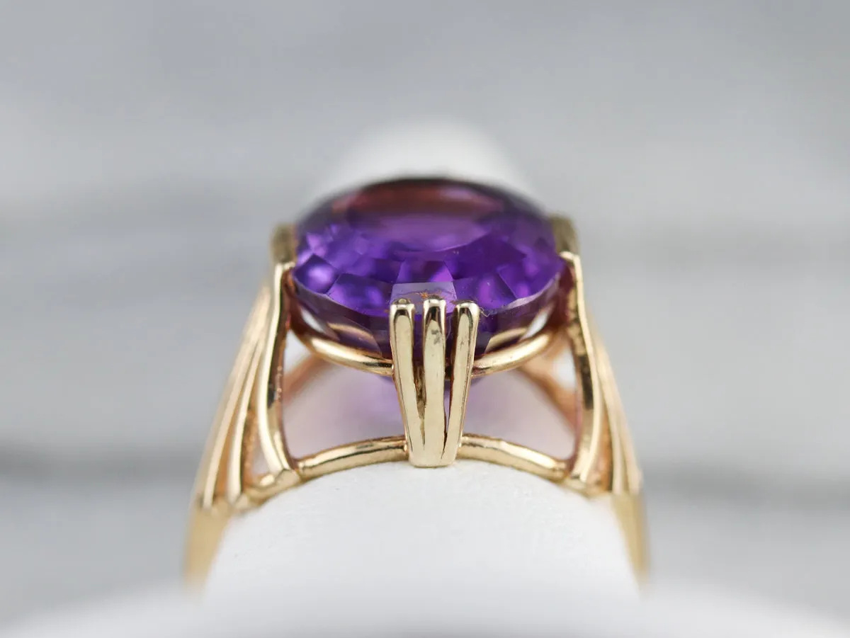 Amethyst with Fanned Shoulder Cocktail Ring