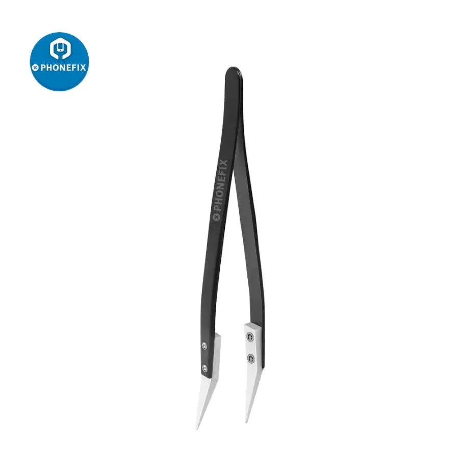 Anti-Static Stainless Steel Ceramic Tweezers with Straight Curved Knife Tip