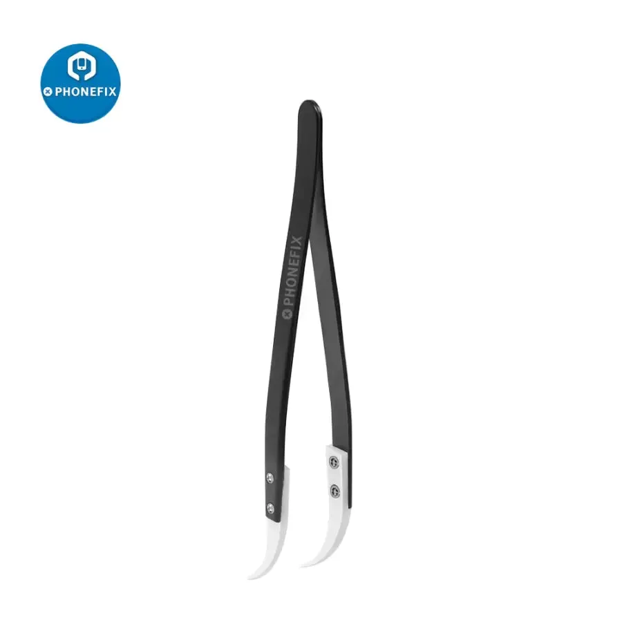 Anti-Static Stainless Steel Ceramic Tweezers with Straight Curved Knife Tip