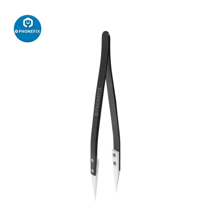 Anti-Static Stainless Steel Ceramic Tweezers with Straight Curved Knife Tip