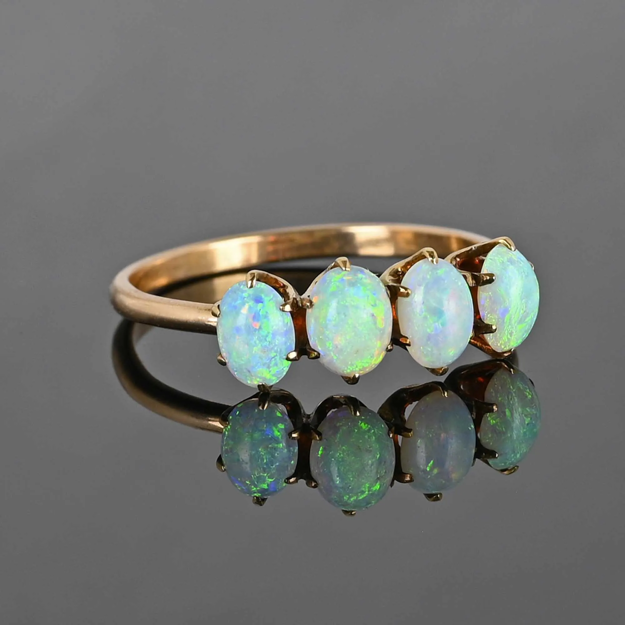 Antique Edwardian Cabochon Opal Ring in 12K Gold