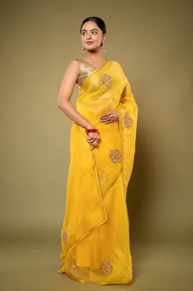 Antique  Flower Organza Saree