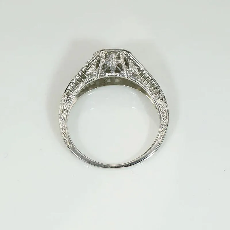 Architectural Filigree Diamond Solitaire Ring