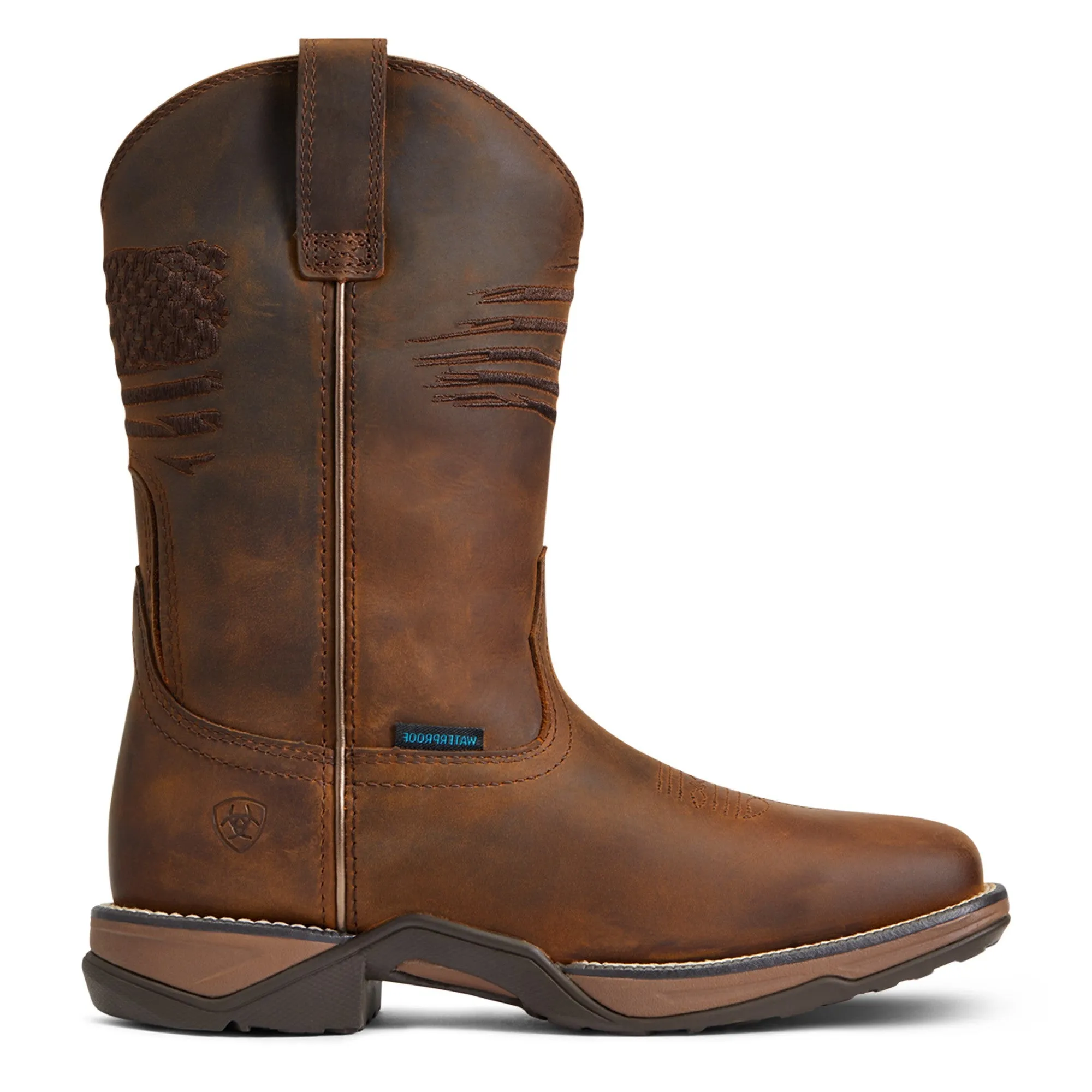 Ariat Ladies Anthem Patriot Waterproof Brown Square Toe Boots 10040369