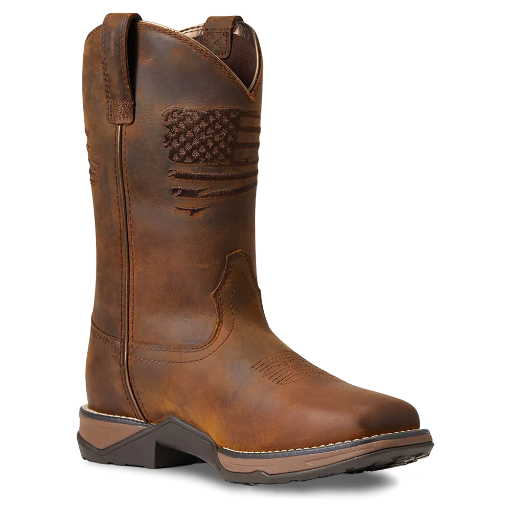 Ariat Ladies Anthem Patriot Waterproof Brown Square Toe Boots 10040369