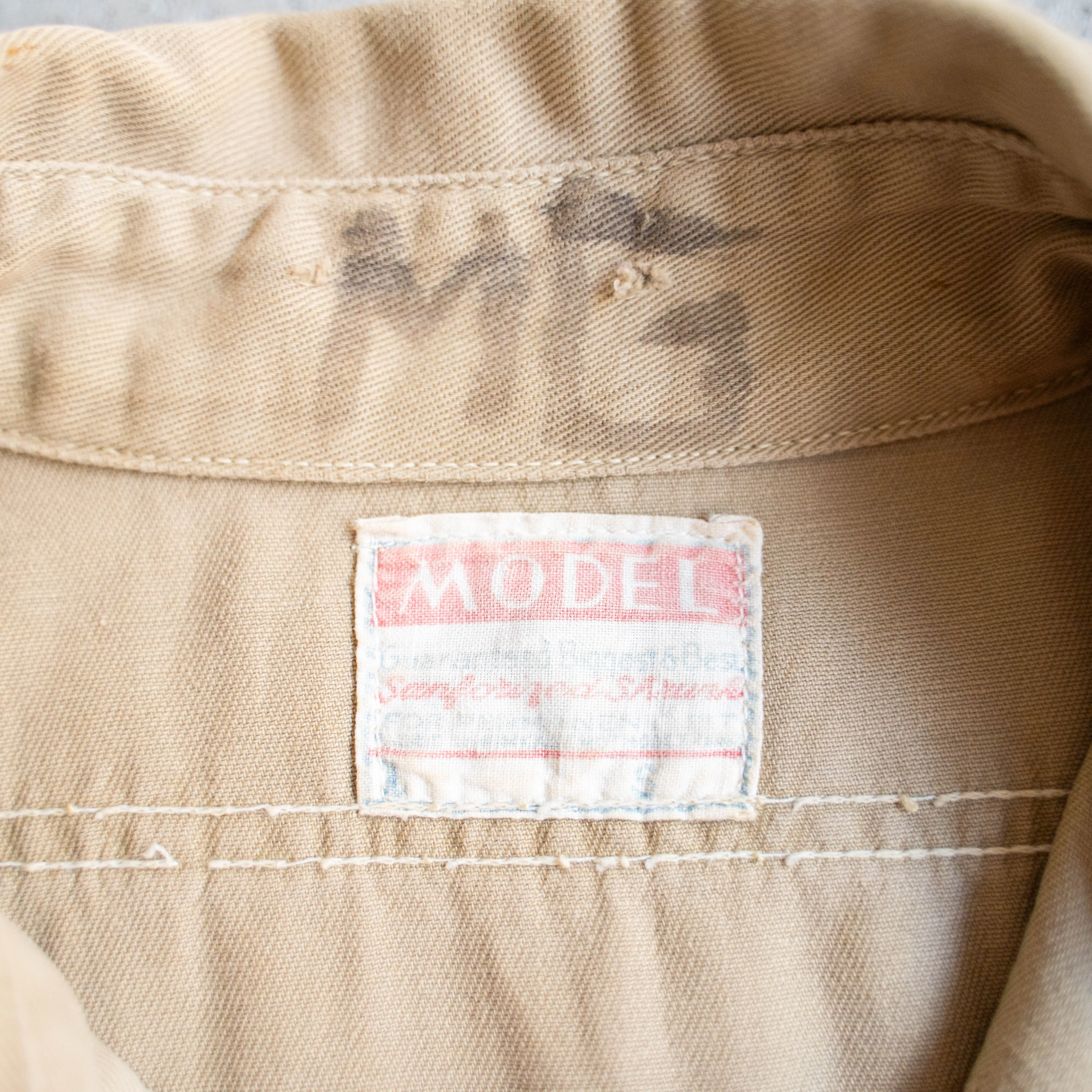 around 1960s USA chino work shirt 'with gusset'