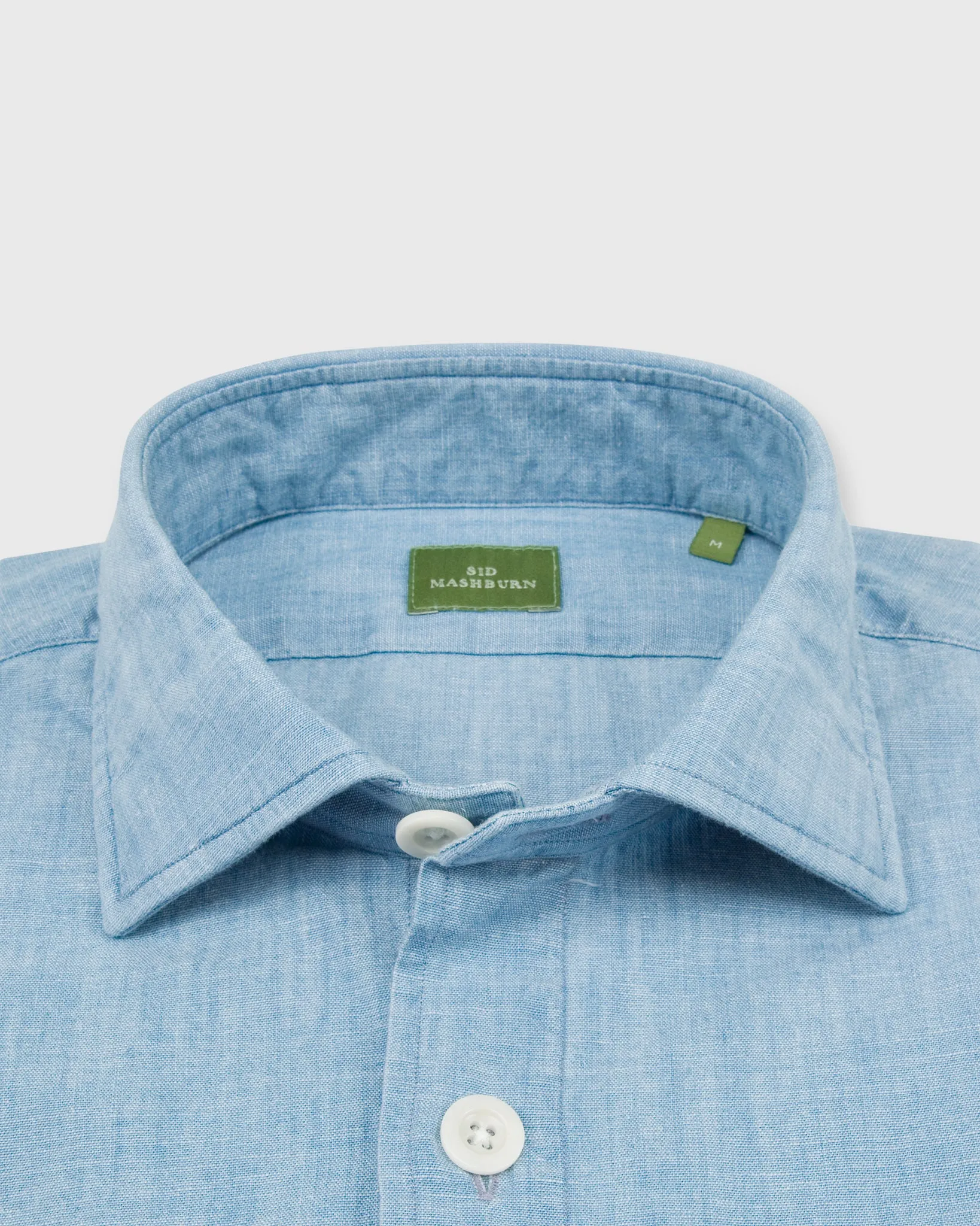 Band-Hem Work Shirt in Extra Light Washed Chambray