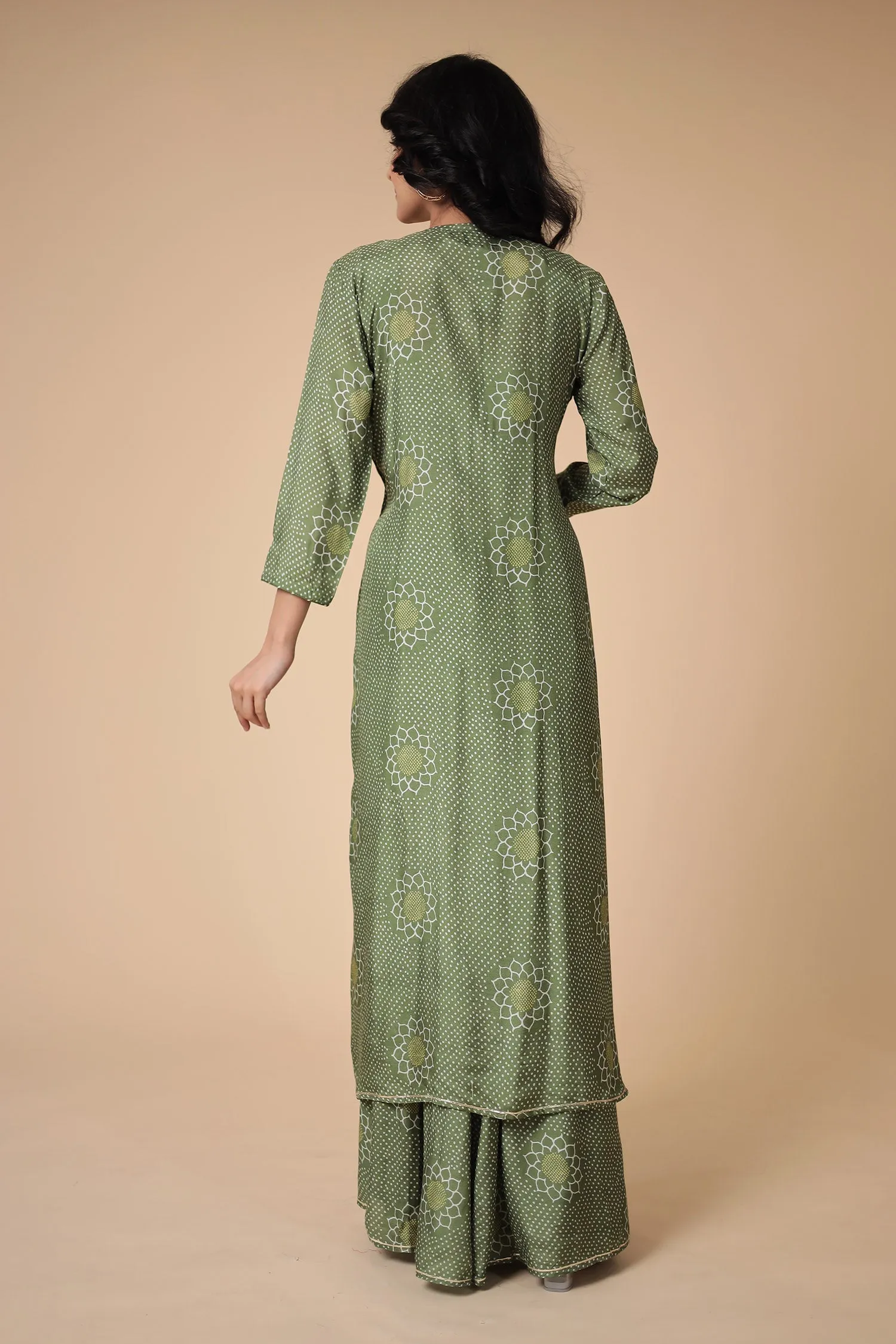 Bandhej Silk Blend Indowestern with Embroidered work.