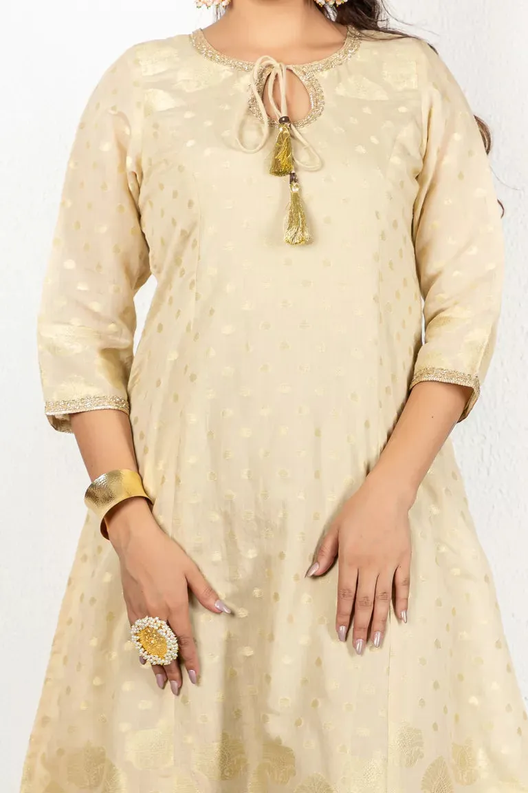 Beige & Gold Chanderi Kurta