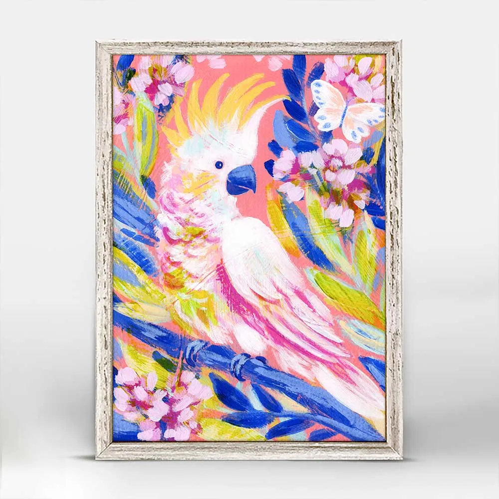 Birdsong In Coral 1 Mini Framed Canvas