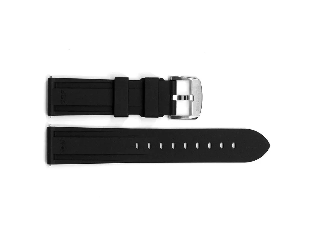 Black Satin Steel Buckle Rubber Strap