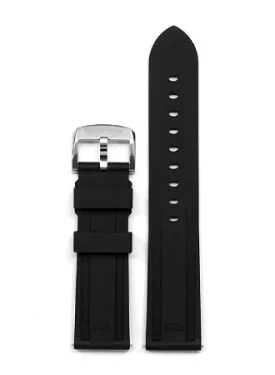 Black Satin Steel Buckle Rubber Strap