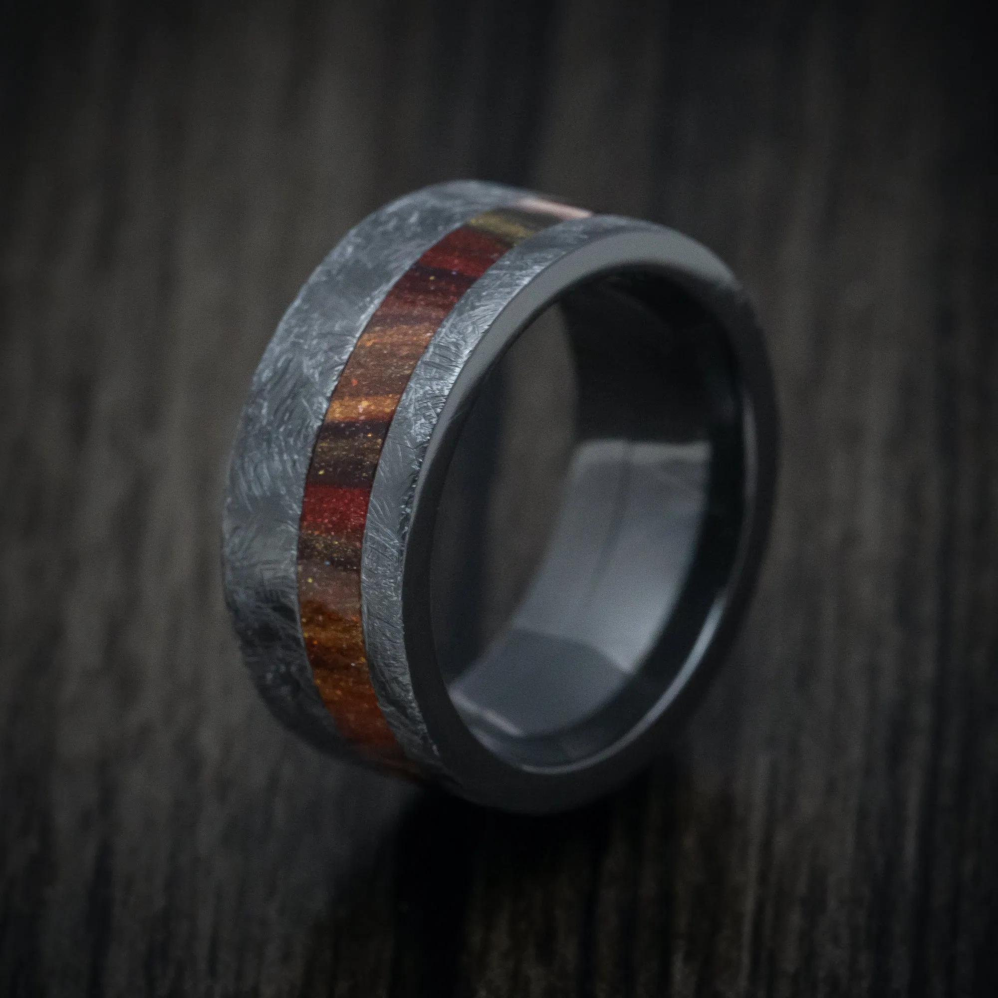 Black Titanium and DiamondCast Inlay Men's Ring Custom Made