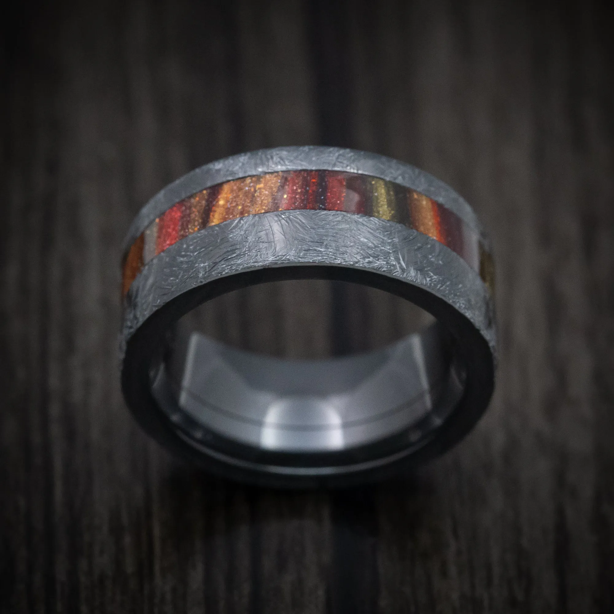 Black Titanium and DiamondCast Inlay Men's Ring Custom Made