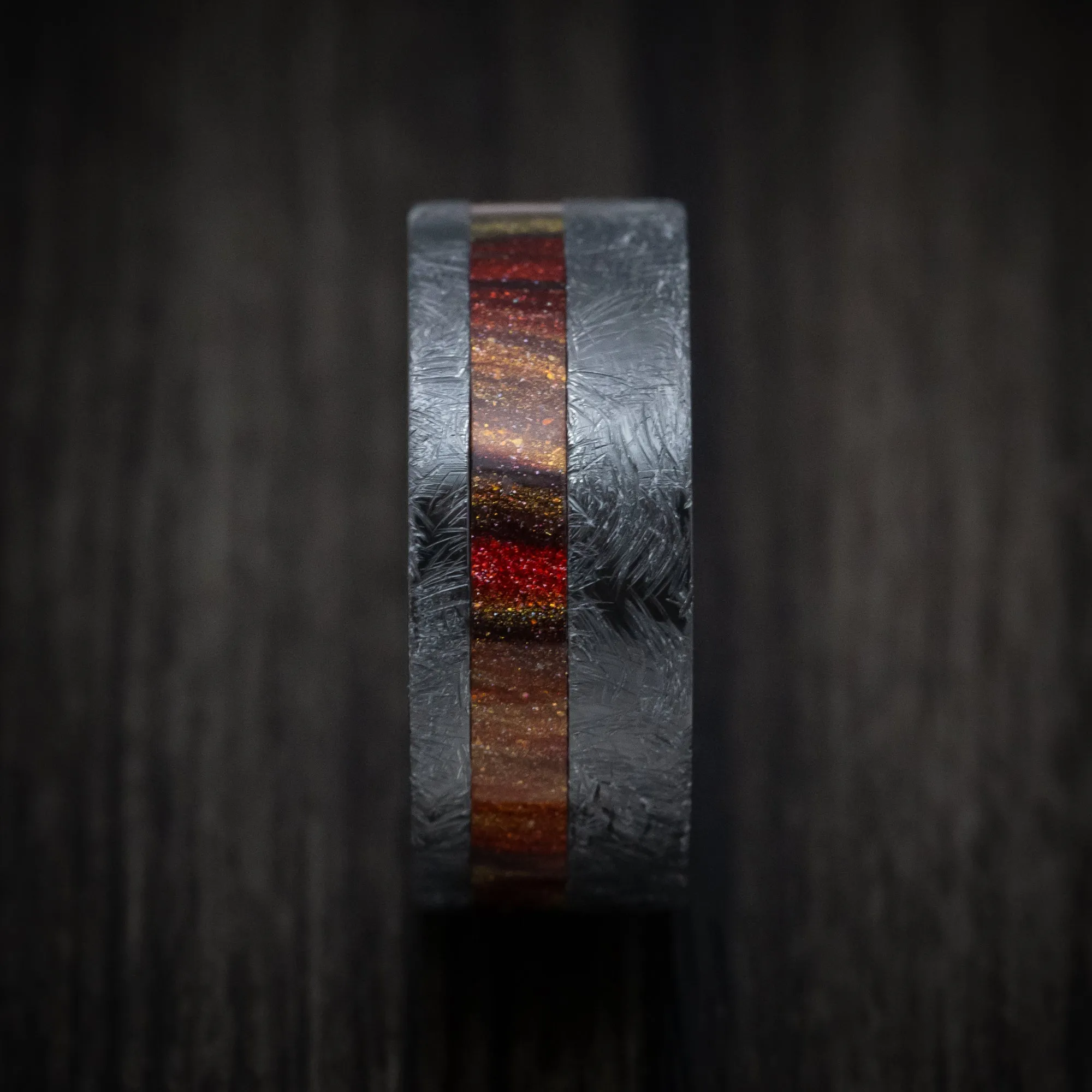 Black Titanium and DiamondCast Inlay Men's Ring Custom Made