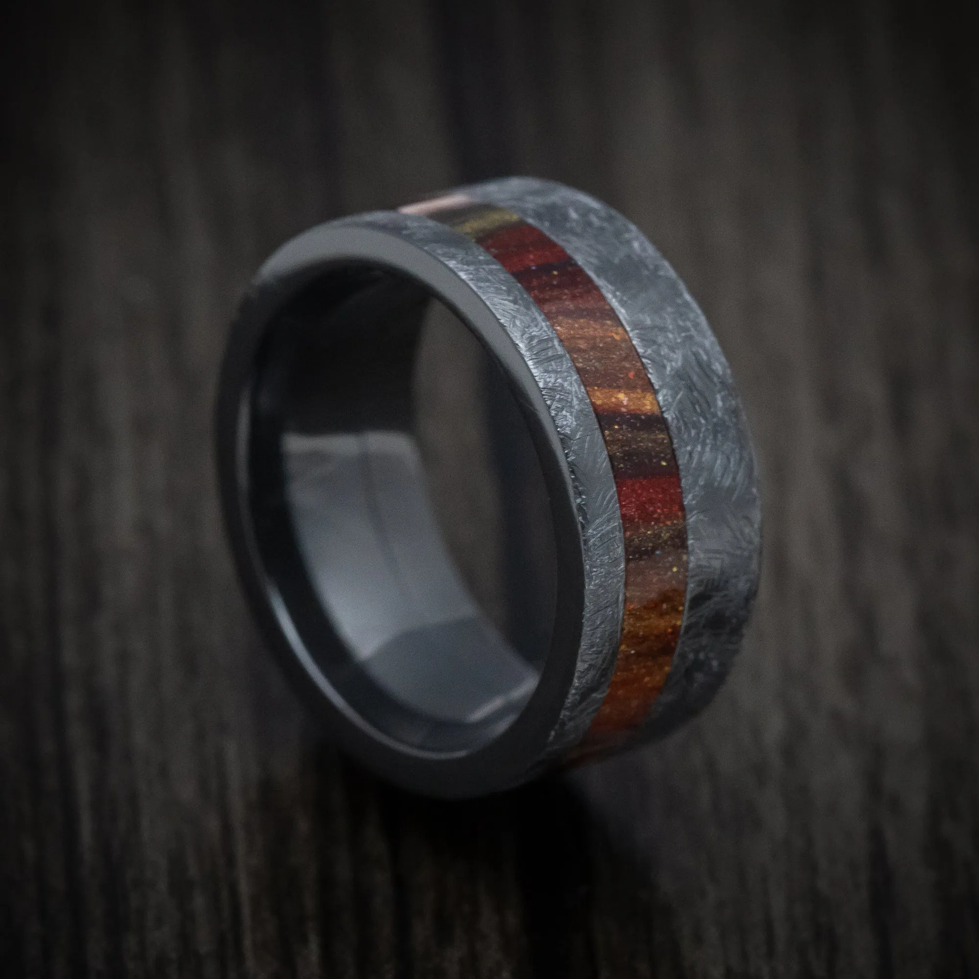 Black Zirconium and DiamondCast Inlay Men's Ring Custom Made