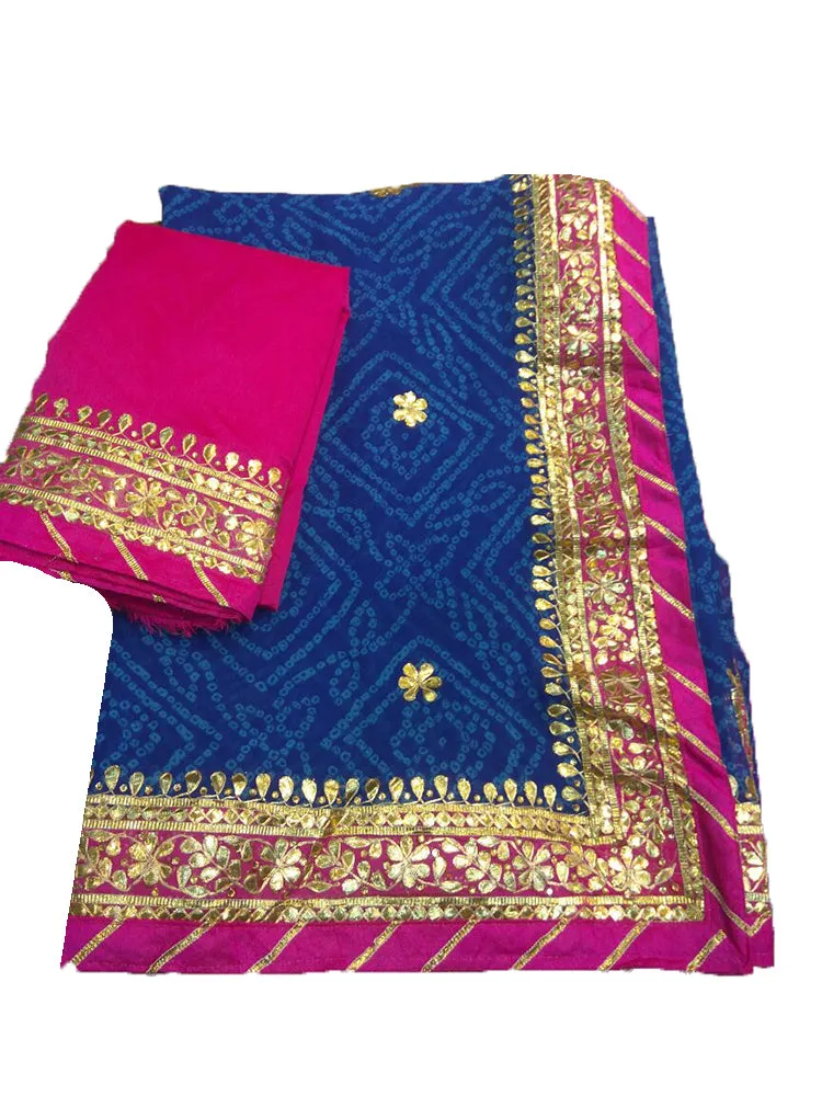 Blue And Pink Gota Patti Georgette Saree