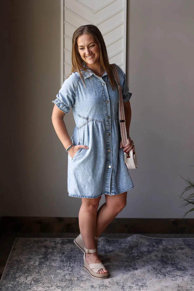 Blue Mineral Washed Denim Dress