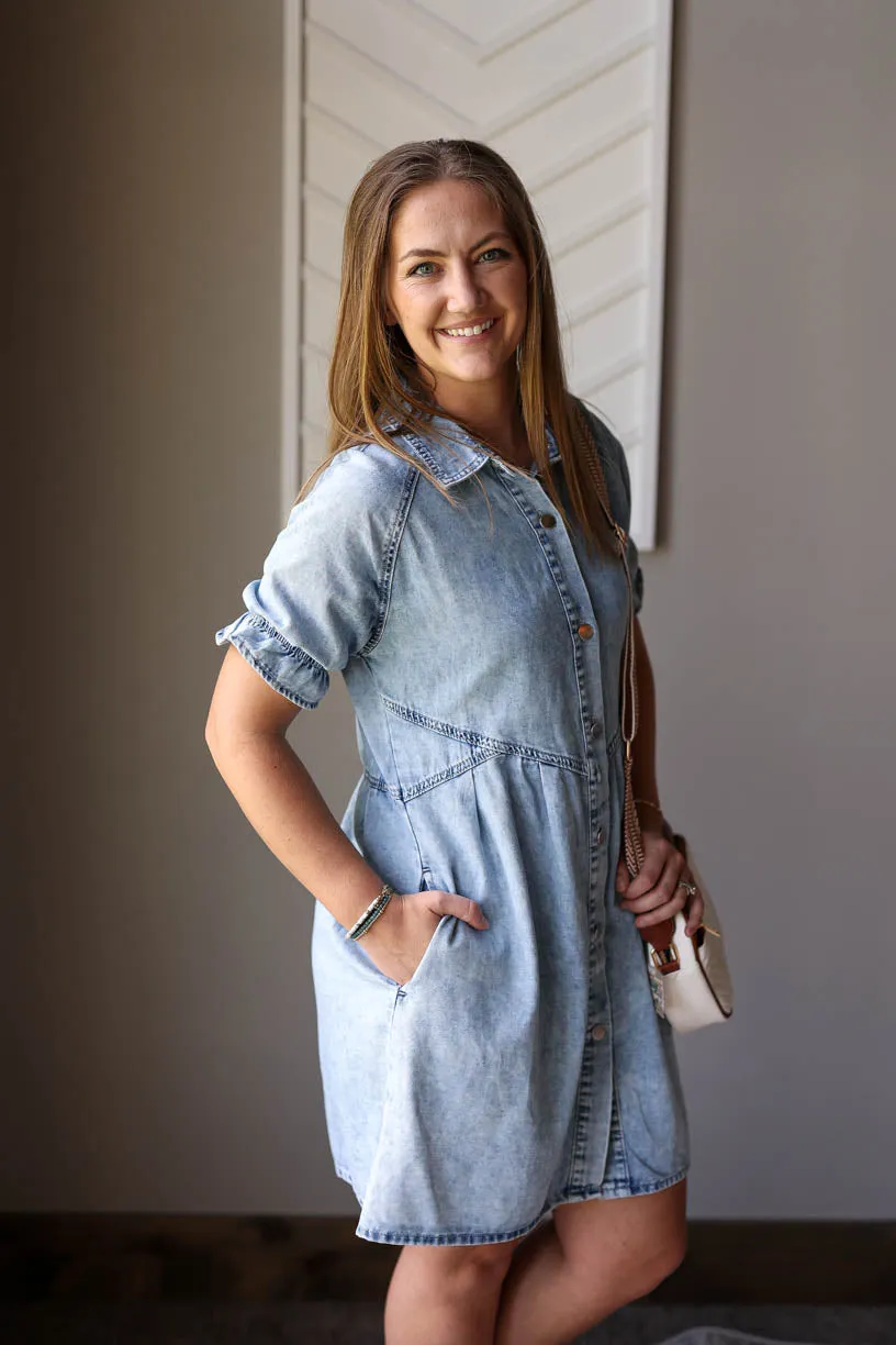 Blue Mineral Washed Denim Dress