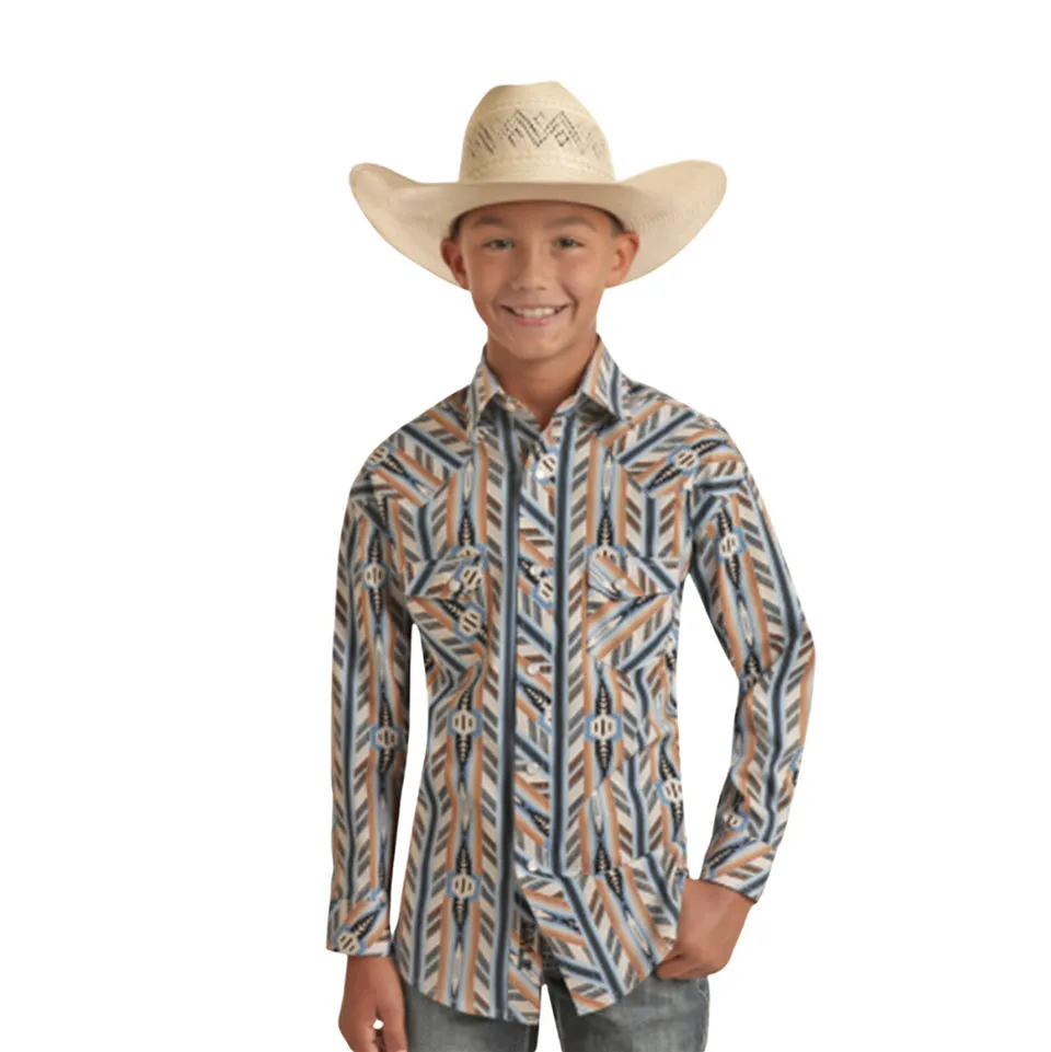 Boy's Dale Brisby Aztec Print by Rock & Roll ~ Blue