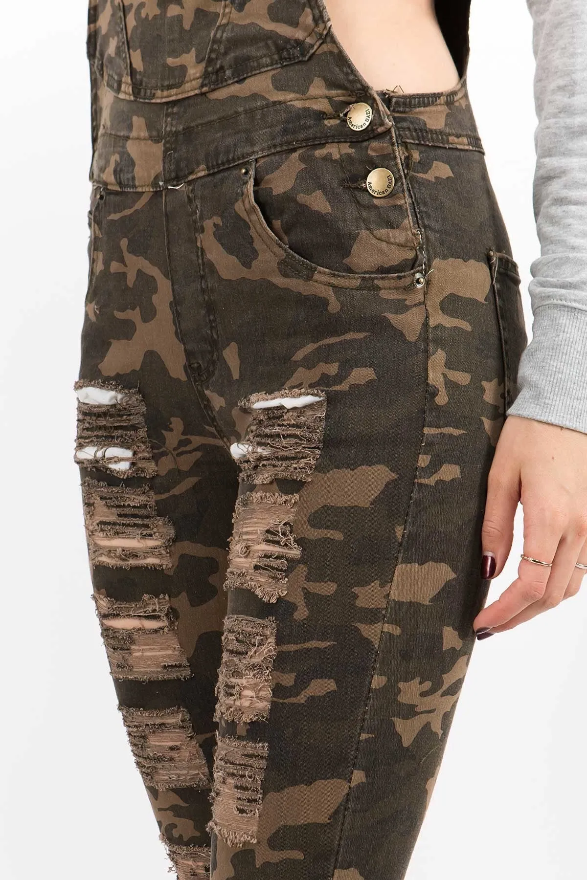 Camo Distressed Overall Bibs