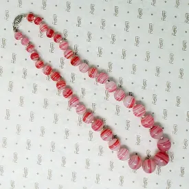 Candy Pink Swirl Glass Bead Necklace