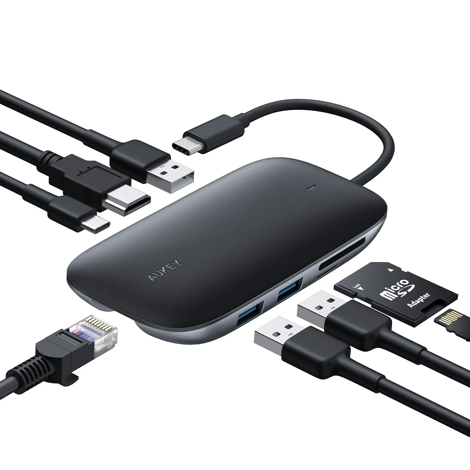 CB-C71 8-in-1 USB-C Hub 100W Power Delivery with HDMI, USB-C, MicroSD, SD card, Ethernet Port