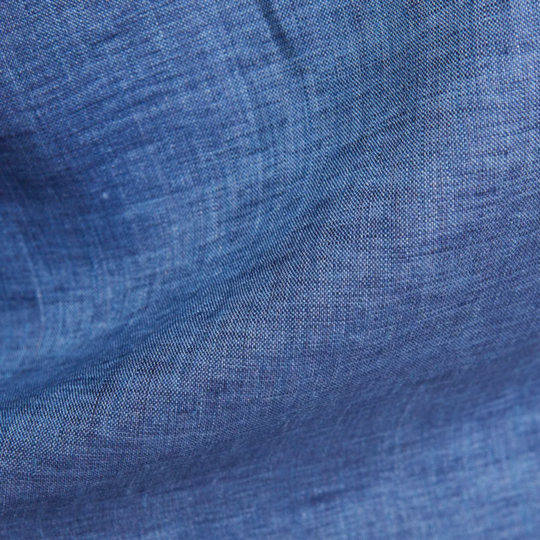 Cerulean Blue Linen Spread Collar Shirt